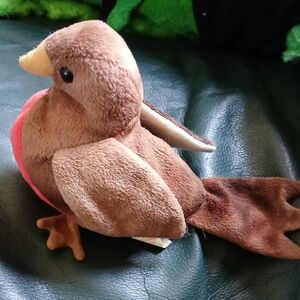 Vintage 1998 Ty Beanie Baby Early The Robin Plush Toy Stuffed Animal Bird Red
